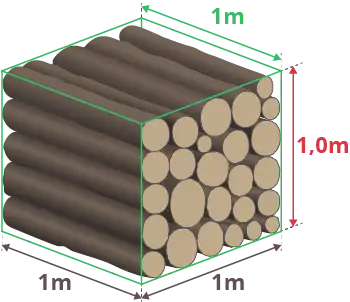 schema d'une stère de bois avec des bûche de 1m